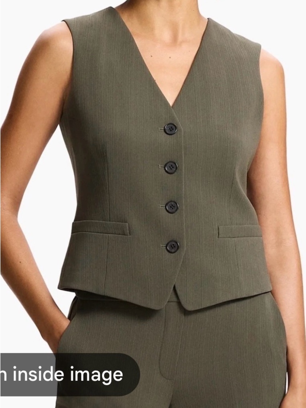 Theory Olive Tailored Vest Size 6